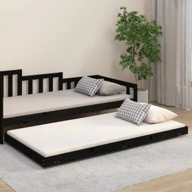 Solid black pine wood bed frame 100x200 cm by vidaXL, Beds and slatted bases - Ref: Foro24-823493, Price: 105,10 €, Discount: %