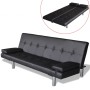 Sofá cama con dos cojines cuero artificial ajustable negro de vidaXL, Sofás - Ref: Foro24-241722, Precio: 189,87 €, Descuento: %