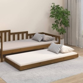 Honey brown solid pine wood bed frame 75x190 cm by vidaXL, Beds and slatted bases - Ref: Foro24-823512, Price: 61,52 €, Disco...