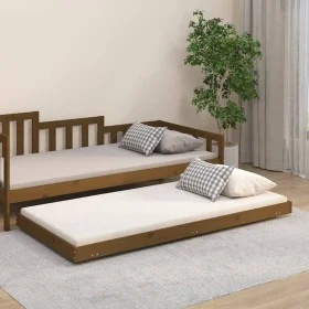 Honey brown solid pine wood bed frame 75x190 cm by vidaXL, Beds and slatted bases - Ref: Foro24-823512, Price: 61,52 €, Disco...