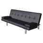 Sofá cama con dos cojines cuero artificial ajustable negro de vidaXL, Sofás - Ref: Foro24-241722, Precio: 189,87 €, Descuento: %