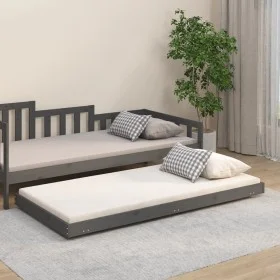 Solid gray pine wood bed frame 75x190 cm by vidaXL, Beds and slatted bases - Ref: Foro24-823511, Price: 88,52 €, Discount: %
