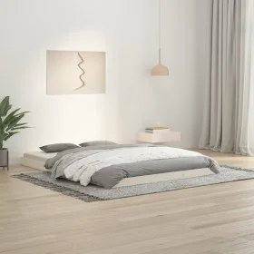 Solid white pine wood bed frame 135x190 cm by vidaXL, Beds and slatted bases - Ref: Foro24-823470, Price: 93,61 €, Discount: %