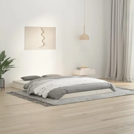 Estructura de cama madera maciza de pino blanco 135x190 cm de vidaXL, Camas y somieres - Ref: Foro24-823470, Precio: 93,61 €,...