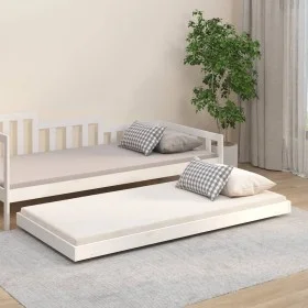 Massives Bettgestell aus weißem Kiefernholz, 75 x 190 cm von vidaXL, Betten und Lattenroste - Ref: Foro24-823510, Preis: 73,0...