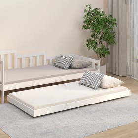 Massives Bettgestell aus weißem Kiefernholz, 75 x 190 cm von vidaXL, Betten und Lattenroste - Ref: Foro24-823510, Preis: 74,1...