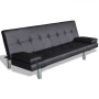 Sofá cama con dos cojines cuero artificial ajustable negro de vidaXL, Sofás - Ref: Foro24-241722, Precio: 189,87 €, Descuento: %