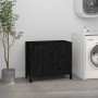 Wäschetruhe aus massivem schwarzem Kiefernholz, 88,5 x 44 x 76 cm von vidaXL, Wäschekörbe - Ref: Foro24-823583, Preis: 109,93...