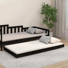 Solid black pine wood bed frame 75x190 cm by vidaXL, Beds and slatted bases - Ref: Foro24-823513, Price: 86,13 €, Discount: %