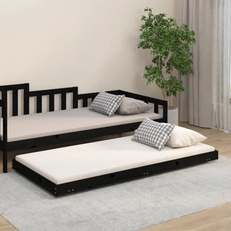 Bettgestell aus massivem schwarzem Kiefernholz, 75 x 190 cm von vidaXL, Betten und Lattenroste - Ref: Foro24-823513, Preis: 8...