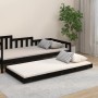 Estructura de cama madera maciza de pino negro 75x190 cm de vidaXL, Camas y somieres - Ref: Foro24-823513, Precio: 87,13 €, D...