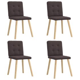 Sillas de comedor 4 unidades tela marrón oscuro Sillas de comedor 4 unidades tela marrón oscuro