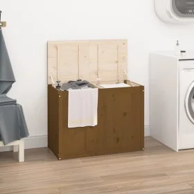 Wäschetruhe aus massivem Kiefernholz honigbraun 88,5x44x66 cm von vidaXL, Wäschekörbe - Ref: Foro24-823572, Preis: 99,80 €, R...