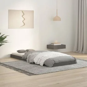 Gray pine solid wood bed frame 75x190 cm by vidaXL, Beds and slatted bases - Ref: Foro24-823486, Price: 88,85 €, Discount: %