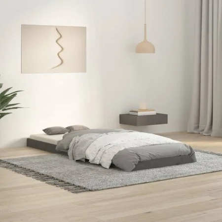 Bettgestell aus massivem Kiefernholz, grau, 75 x 190 cm von vidaXL, Betten und Lattenroste - Ref: Foro24-823486, Preis: 88,84...