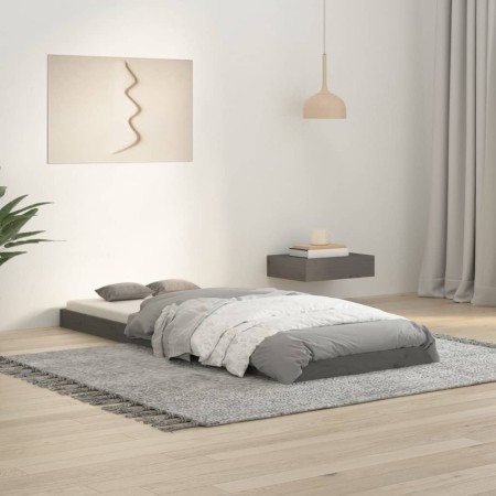 Gray pine solid wood bed frame 75x190 cm by vidaXL, Beds and slatted bases - Ref: Foro24-823486, Price: 90,12 €, Discount: %