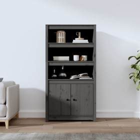 Aparador alto madera maciza de pino gris 80x35x154 cm de vidaXL, Aparadores - Ref: Foro24-823521, Precio: 135,35 €, Descuento: %