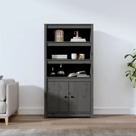Hohes Sideboard aus massivem grauem Kiefernholz, 80 x 35 x 154 cm von vidaXL, Sideboards - Ref: Foro24-823521, Preis: 135,35 ...