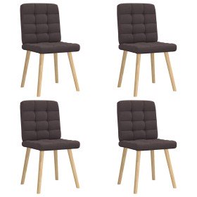 Sillas de comedor 4 unidades tela marrón oscuro Sillas de comedor 4 unidades tela marrón oscuro