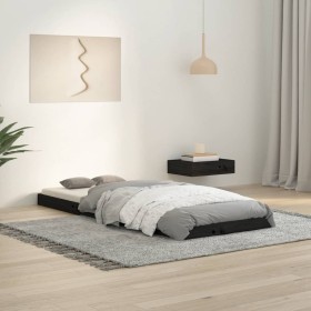 Solid black pine wood bed frame 75x190 cm by vidaXL, Beds and slatted bases - Ref: Foro24-823488, Price: 79,01 €, Discount: %