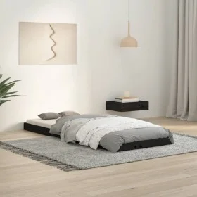 Solid black pine wood bed frame 75x190 cm by vidaXL, Beds and slatted bases - Ref: Foro24-823488, Price: 78,05 €, Discount: %