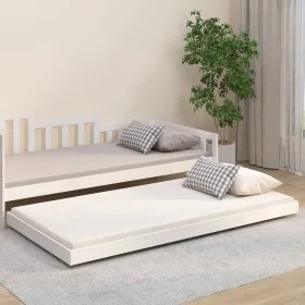 Solid white pine wood bed frame 100x200 cm by vidaXL, Beds and slatted bases - Ref: Foro24-823490, Price: 86,52 €, Discount: %
