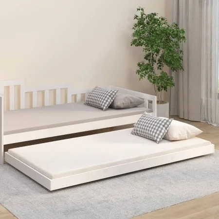 Estructura de cama madera maciza de pino blanco 100x200 cm de vidaXL, Camas y somieres - Ref: Foro24-823490, Precio: 86,52 €,...