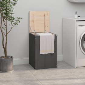 Baúl para la colada madera maciza de pino gris 44x44x66 cm de vidaXL, Cestas para ropa - Ref: Foro24-823566, Precio: 78,18 €,...