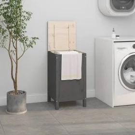 Wäschetruhe aus massivem, grauem Kiefernholz, 44 x 44 x 76 cm von vidaXL, Wäschekörbe - Ref: Foro24-823576, Preis: 65,62 €, R...