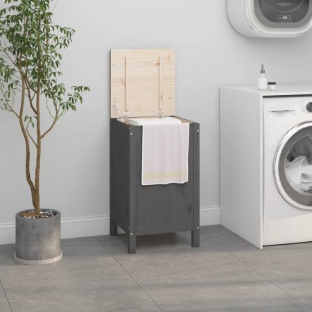 Wäschetruhe aus massivem, grauem Kiefernholz, 44 x 44 x 76 cm von vidaXL, Wäschekörbe - Ref: Foro24-823576, Preis: 65,62 €, R...