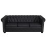 Sofá Chesterfield de 3 plazas cuero sintético negro