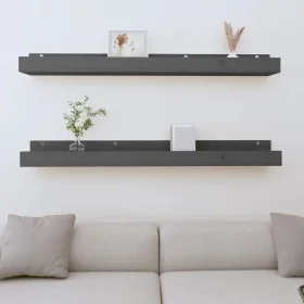 Wall shelves 2 pcs solid gray pine wood 110x12x9 cm by vidaXL, Shelves and shelves - Ref: Foro24-823596, Price: 34,36 €, Disc...