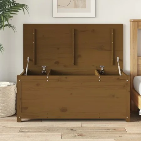 Solid pine wood storage box honey brown 110x50x45.5 cm by vidaXL, Closets and storage - Ref: Foro24-823542, Price: 143,34 €, ...
