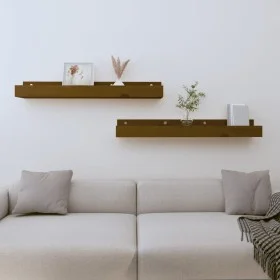 Wall shelves 2 pcs honey brown pine wood 80x12x9 cm by vidaXL, Shelves and shelves - Ref: Foro24-823592, Price: 27,89 €, Disc...