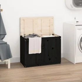Laundry trunk solid black pine wood 88.5x44x66 cm by vidaXL, Laundry baskets - Ref: Foro24-823573, Price: 103,90 €, Discount: %