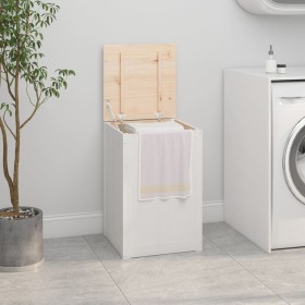 Wäschetruhe aus massivem weißem Kiefernholz, 44 x 44 x 66 cm von vidaXL, Wäschekörbe - Ref: Foro24-823565, Preis: 80,30 €, Ra...