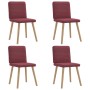 Sillas de comedor 4 unidades tela rojo tinto