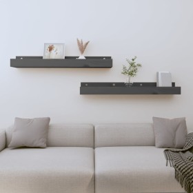 Wall shelves 2 units solid pine wood gray 80x12x9 cm by vidaXL, Shelves and shelves - Ref: Foro24-823591, Price: 31,53 €, Dis...