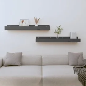 Wandregale 2 Stk. massives Kiefernholz grau 80x12x9 cm von vidaXL, Regale und Regale - Ref: Foro24-823591, Preis: 31,17 €, Ra...