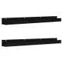 Estantes de pared 2 uds madera maciza de pino negro 110x12x9 cm de vidaXL, Estantes y estanterías - Ref: Foro24-823598, Preci...