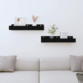 Wandregale 2 Stück massives schwarzes Kiefernholz 50x12x9 cm von vidaXL, Regale und Regale - Ref: Foro24-823588, Preis: 22,70...