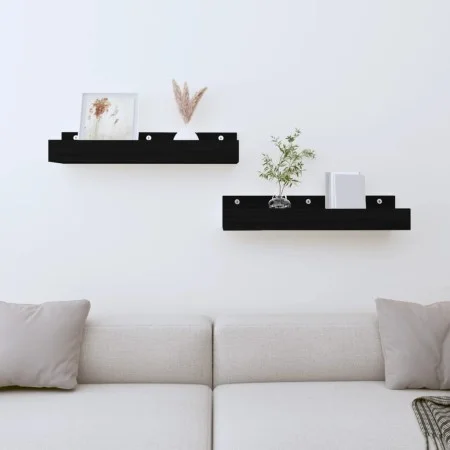 Wandregale 2 Stück massives schwarzes Kiefernholz 50x12x9 cm von vidaXL, Regale und Regale - Ref: Foro24-823588, Preis: 22,48...