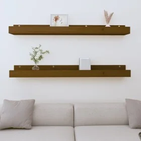 Wall shelves 2 pcs honey brown pine wood 110x12x9 cm by vidaXL, Shelves and shelves - Ref: Foro24-823597, Price: 36,17 €, Dis...