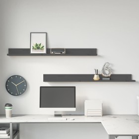Wall shelves 2 pcs solid gray pine wood 110x11x9 cm by vidaXL, Shelves and shelves - Ref: Foro24-823611, Price: 32,84 €, Disc...