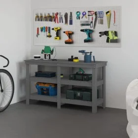 Solid gray pine wood workbench 142.5x50x80 cm by vidaXL, Work tables - Ref: Foro24-823651, Price: 177,20 €, Discount: %