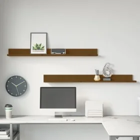 Wall shelves 2 pcs honey brown pine wood 110x11x9 cm by vidaXL, Shelves and shelves - Ref: Foro24-823612, Price: 29,06 €, Dis...
