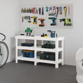 Solid white pine wood workbench 142.5x50x80 cm by vidaXL, Work tables - Ref: Foro24-823650, Price: 189,95 €, Discount: %
