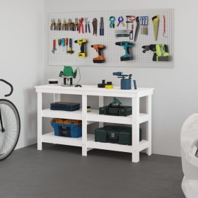 Werkbank aus massivem Weißkiefernholz, 142,5 x 50 x 80 cm von vidaXL, Arbeitstische - Ref: Foro24-823650, Preis: 165,53 €, Ra...