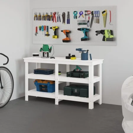Werkbank aus massivem Weißkiefernholz, 142,5 x 50 x 80 cm von vidaXL, Arbeitstische - Ref: Foro24-823650, Preis: 189,75 €, Ra...