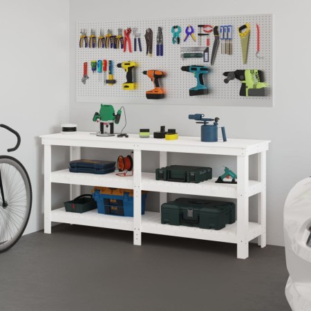 Werkbank aus massivem Kiefernholz weiß 181x50x80 cm von vidaXL, Arbeitstische - Ref: Foro24-823655, Preis: 214,12 €, Rabatt: %